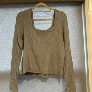 Blue Ribbed Knit Women's Top